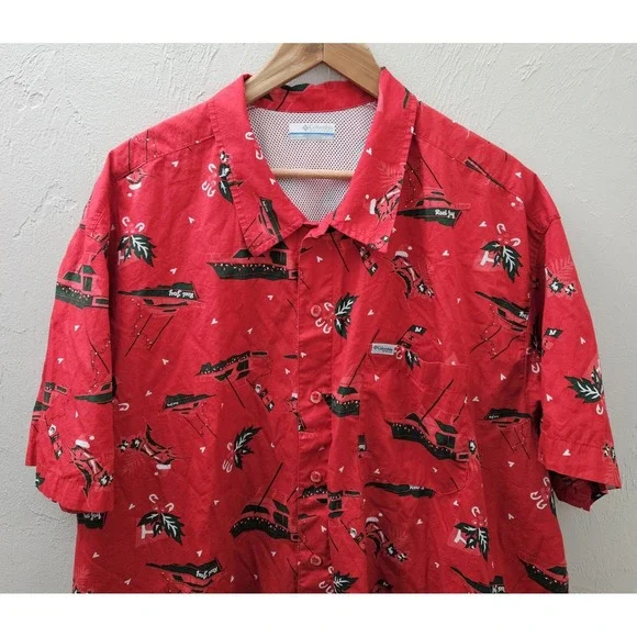 Columbia PFG Fishing Shirt Holiday Trollers Best Christmas Size 3X Big &‎ Tall - Picture 3 of 6